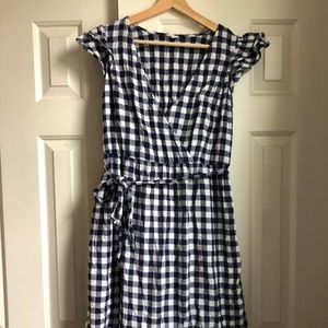 Navy/white Gingham tiered sun dress